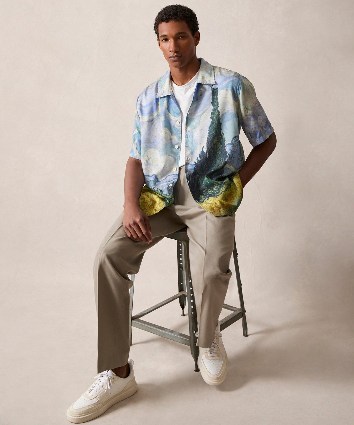 Todd Snyder x The Met Van Gogh Wheat Field With Cypresses Cabana Shirt - Blue