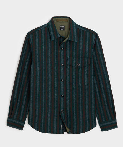 Wool Striped Utility Shirt Jacket - Blue