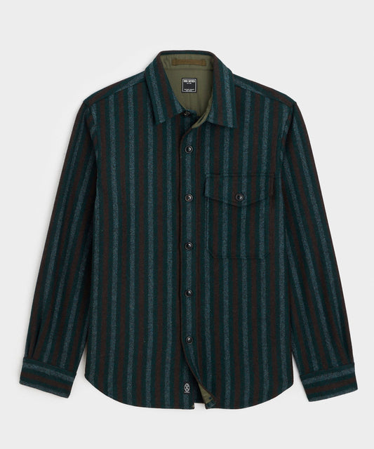 Wool Striped Utility Shirt Jacket - Blue