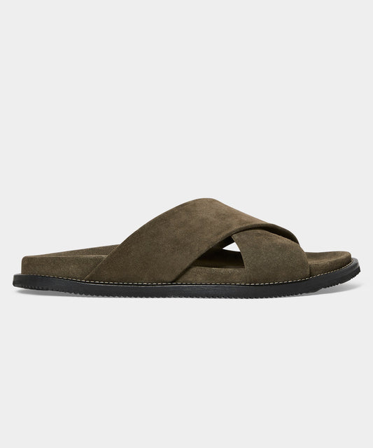 Nomad Suede Crossover Sandal - Olive