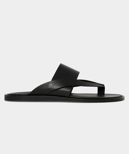 Porto Leather Crossover Sandal - Black