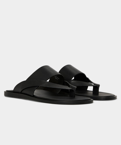 Porto Leather Crossover Sandal - Black