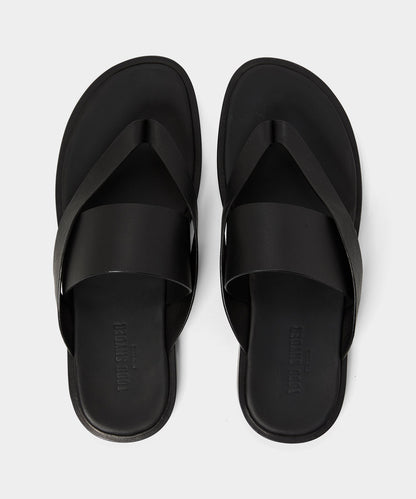 Porto Leather Crossover Sandal - Black