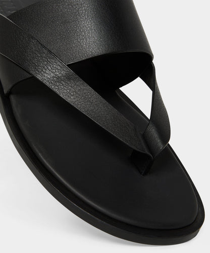 Porto Leather Crossover Sandal - Black