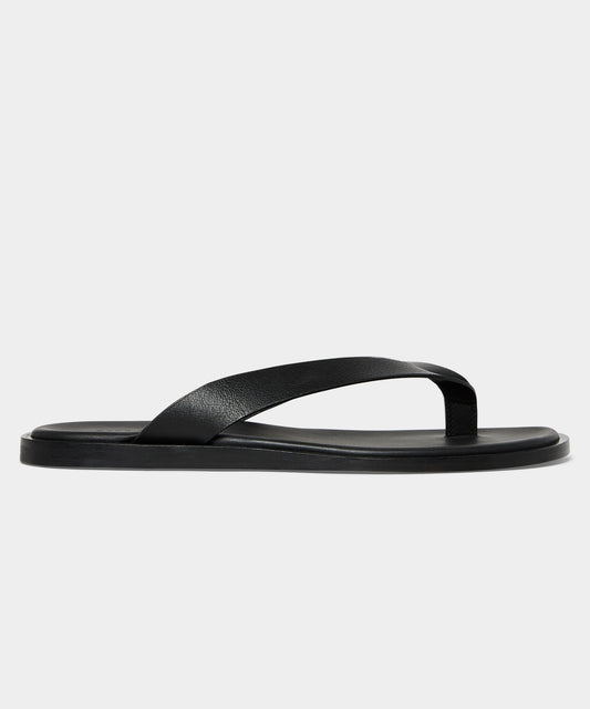 Porto Leather Thong Sandal - Black
