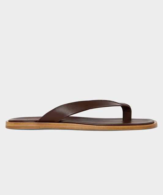 Porto Leather Thong Sandal - Brown