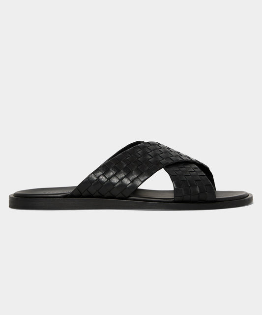 Porto Woven Leather Sandal - Black