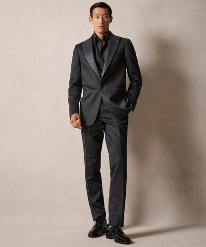 Italian Cashmere Peak Lapel Tuxedo Jacket - Grey