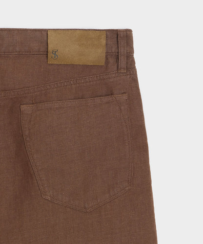 Straight Fit 5-Pocket Linen Pant - Cigar