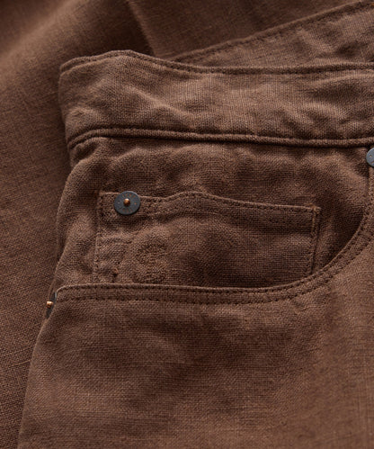 Straight Fit 5-Pocket Linen Pant - Cigar