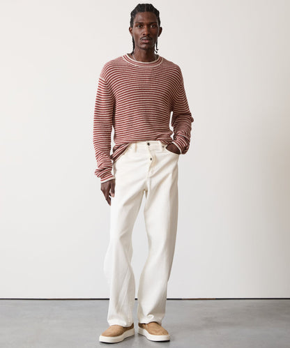 Linen-Cotton Crewneck - Barn Red
