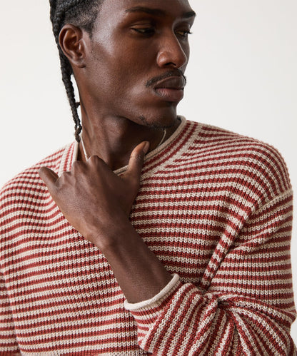 Linen-Cotton Crewneck - Barn Red
