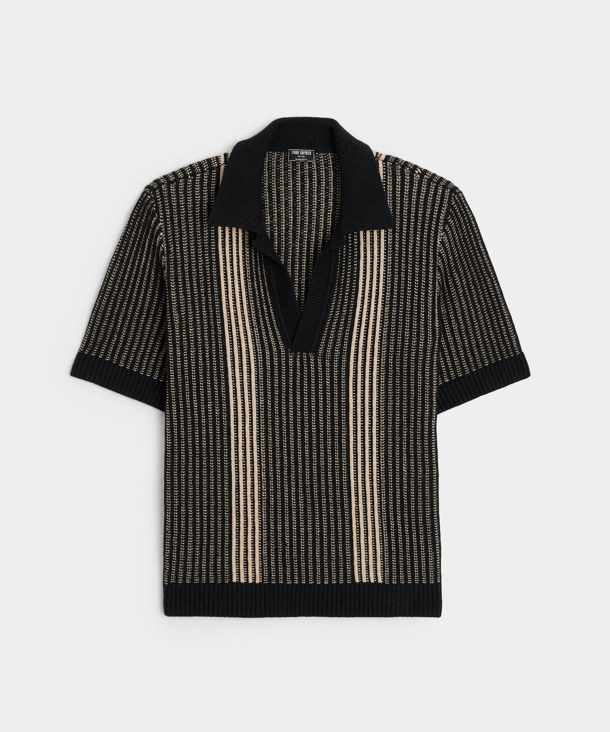 Striped Short-Sleeve Polo - Black