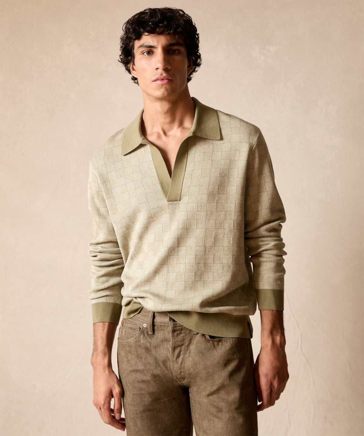 Relaxed Silk-Cotton Montauk Sweater Polo - Olive