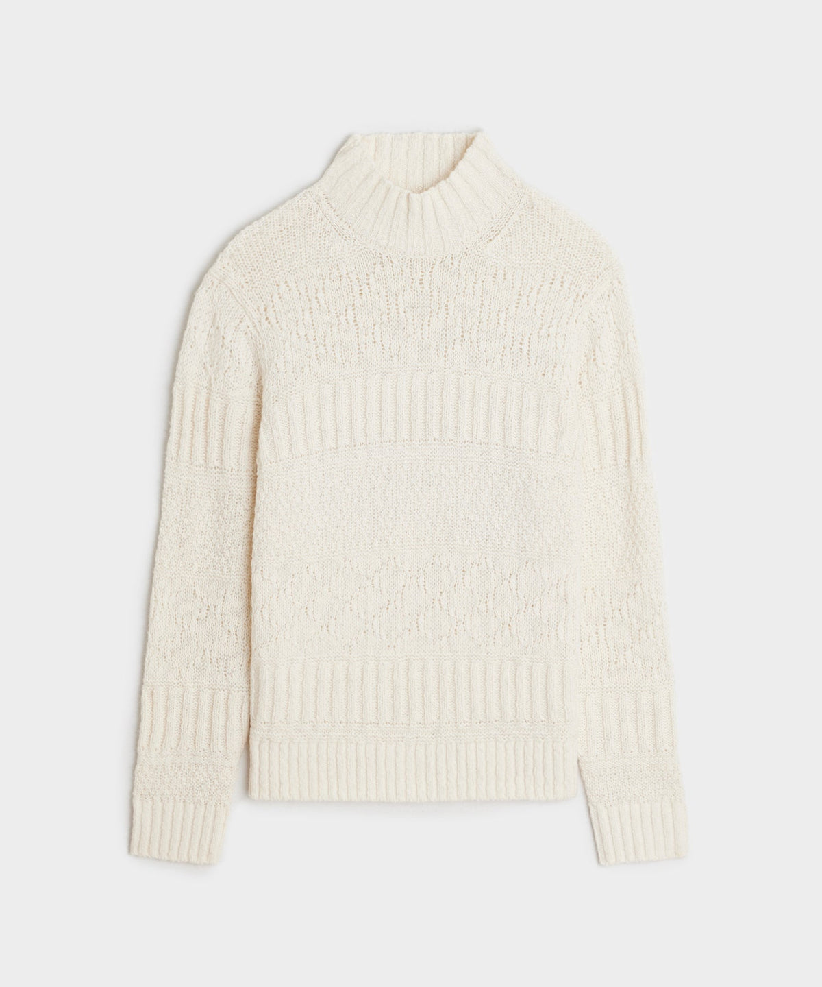 Aran Funnel Neck Sweater - Bisque