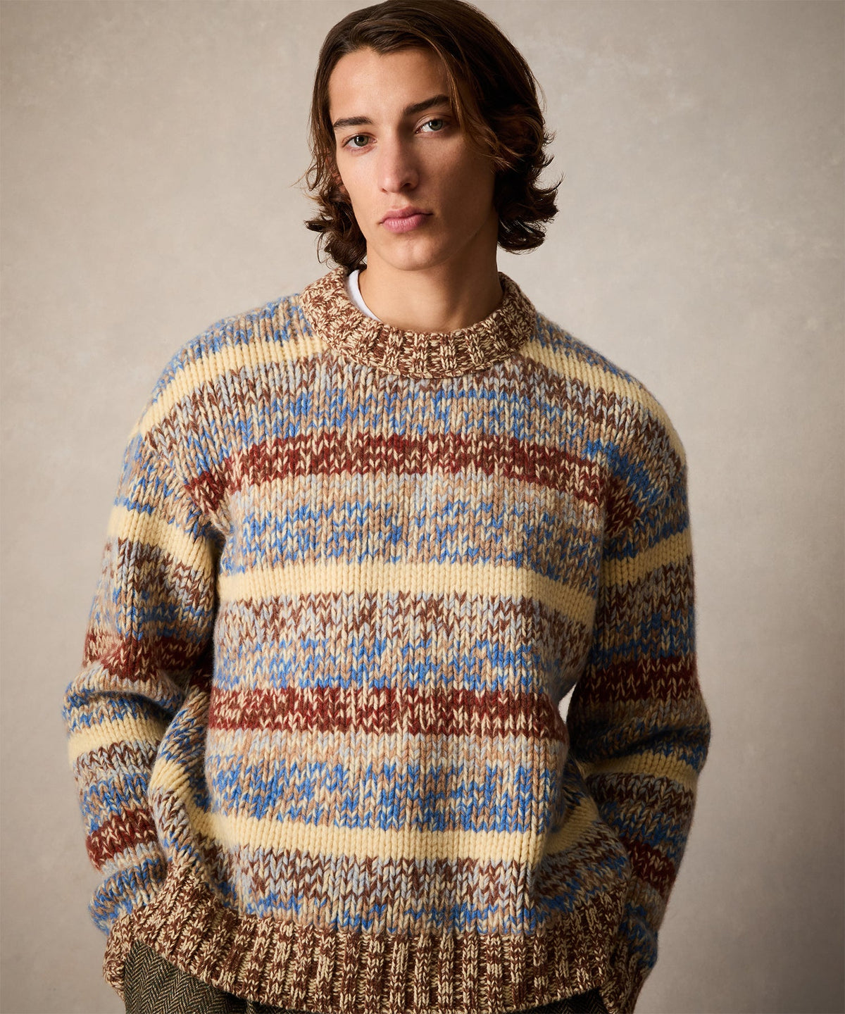 Mouliné Striped Crewneck Sweater - Blue Toile
