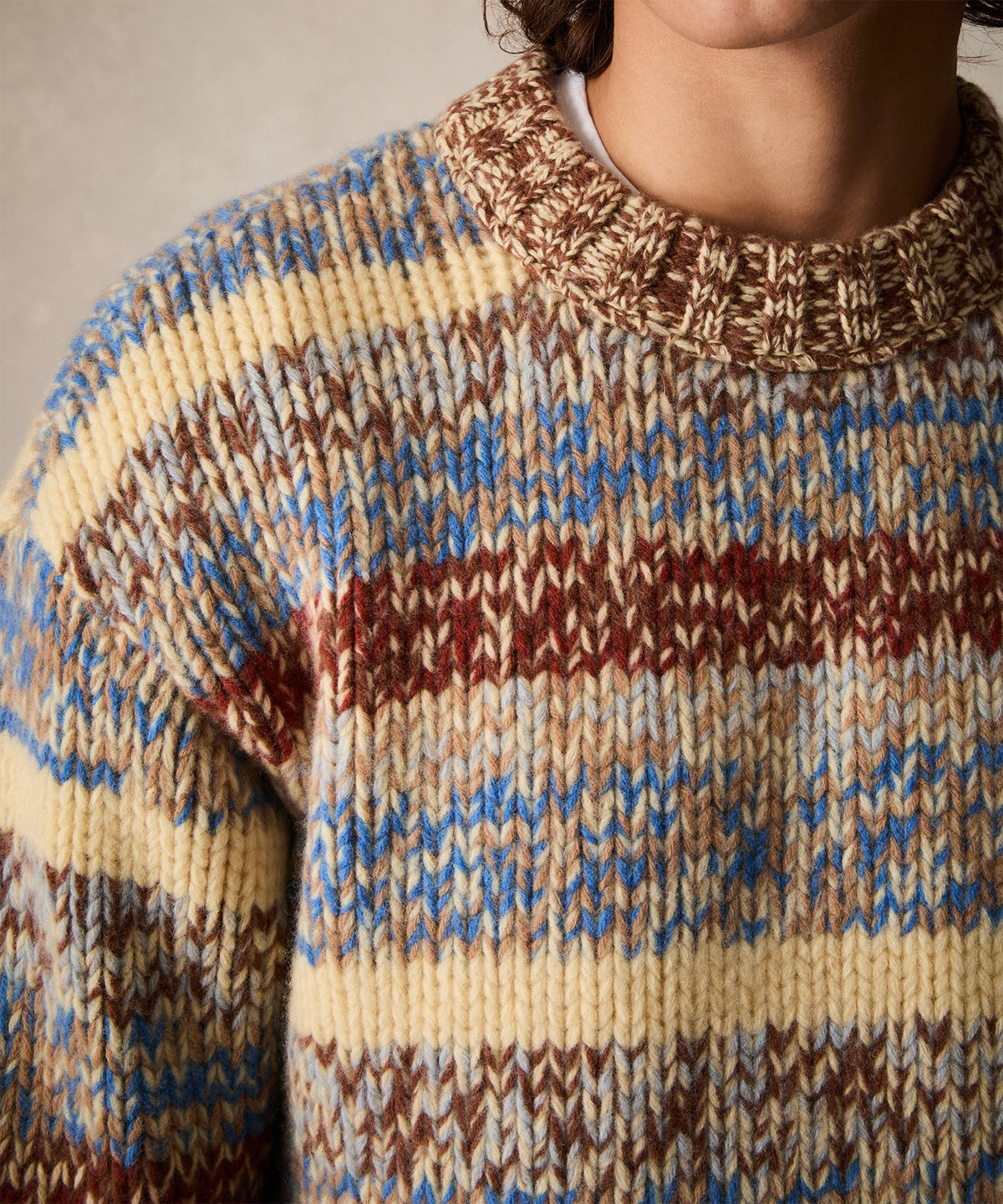 Mouliné Striped Crewneck Sweater - Blue Toile