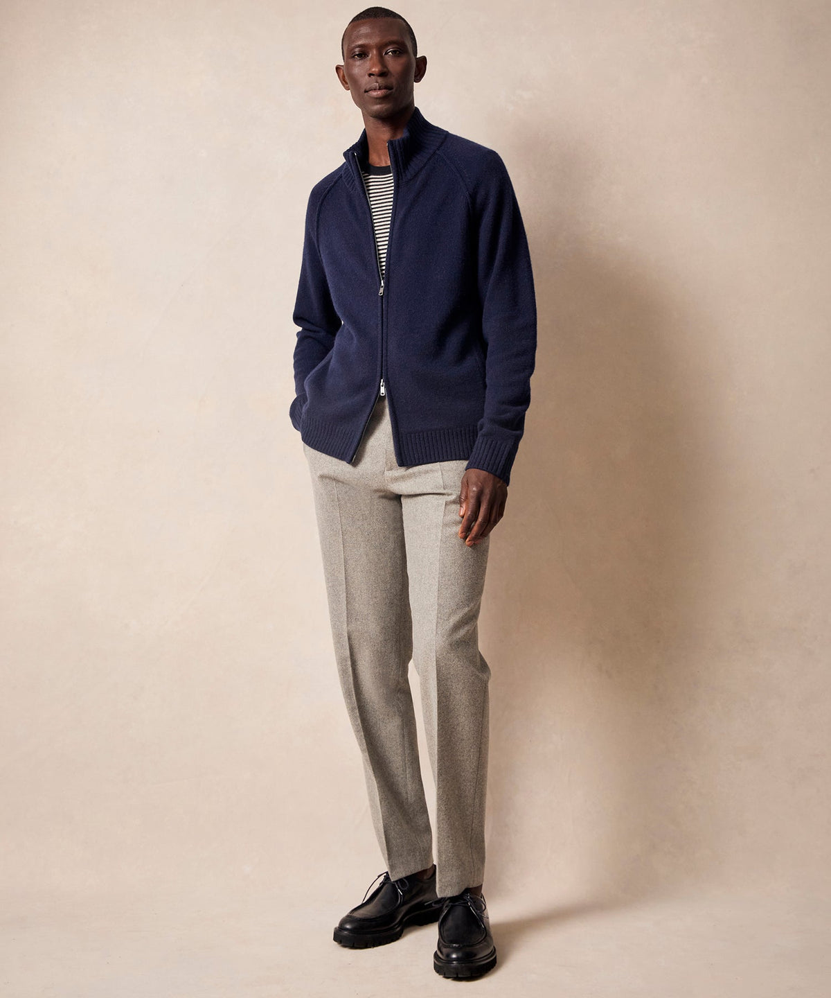 Nomad Cashmere Full-Zip Sweater - Navy
