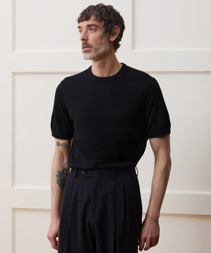 Silk-Cashmere Sweater Tee - Black