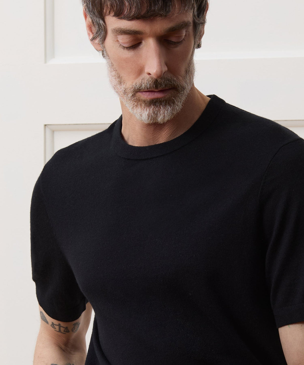 Silk-Cashmere Sweater Tee - Black
