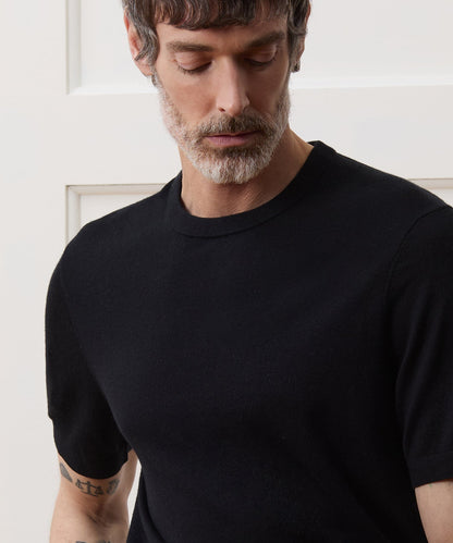 Silk-Cashmere Sweater Tee - Black