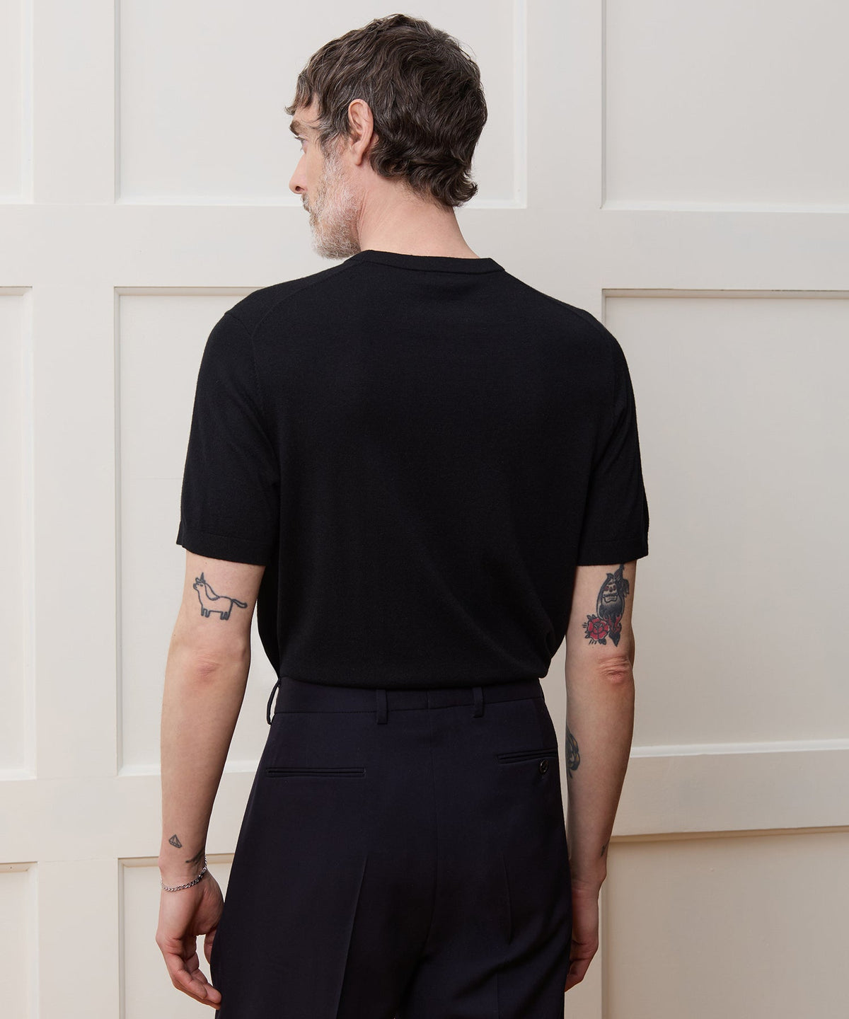 Silk-Cashmere Sweater Tee - Black