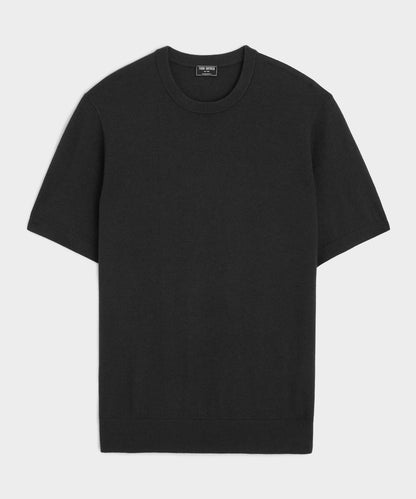 Silk-Cashmere Sweater Tee - Black