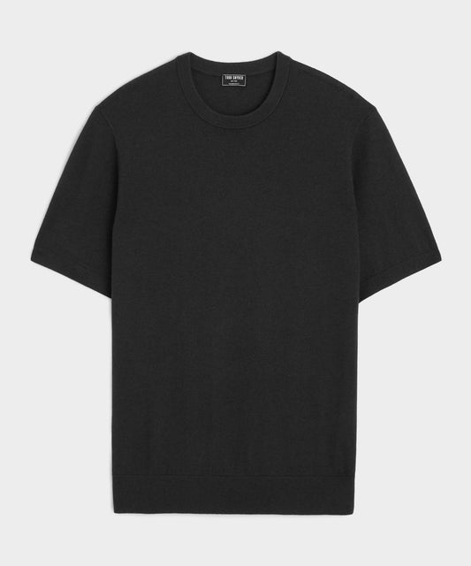 Silk-Cashmere Sweater Tee - Black