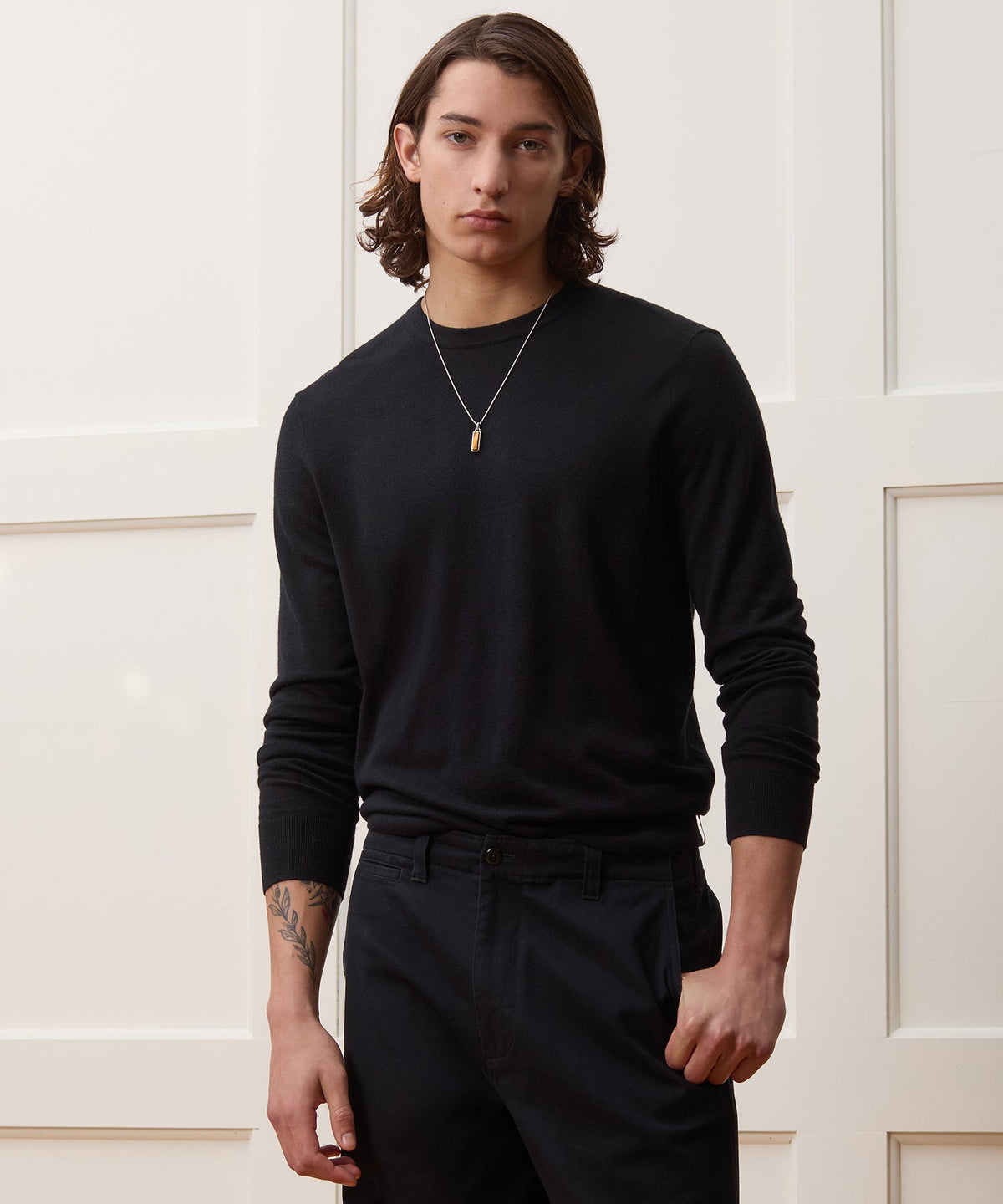 Silk-Cashmere Crewneck Sweater - Black