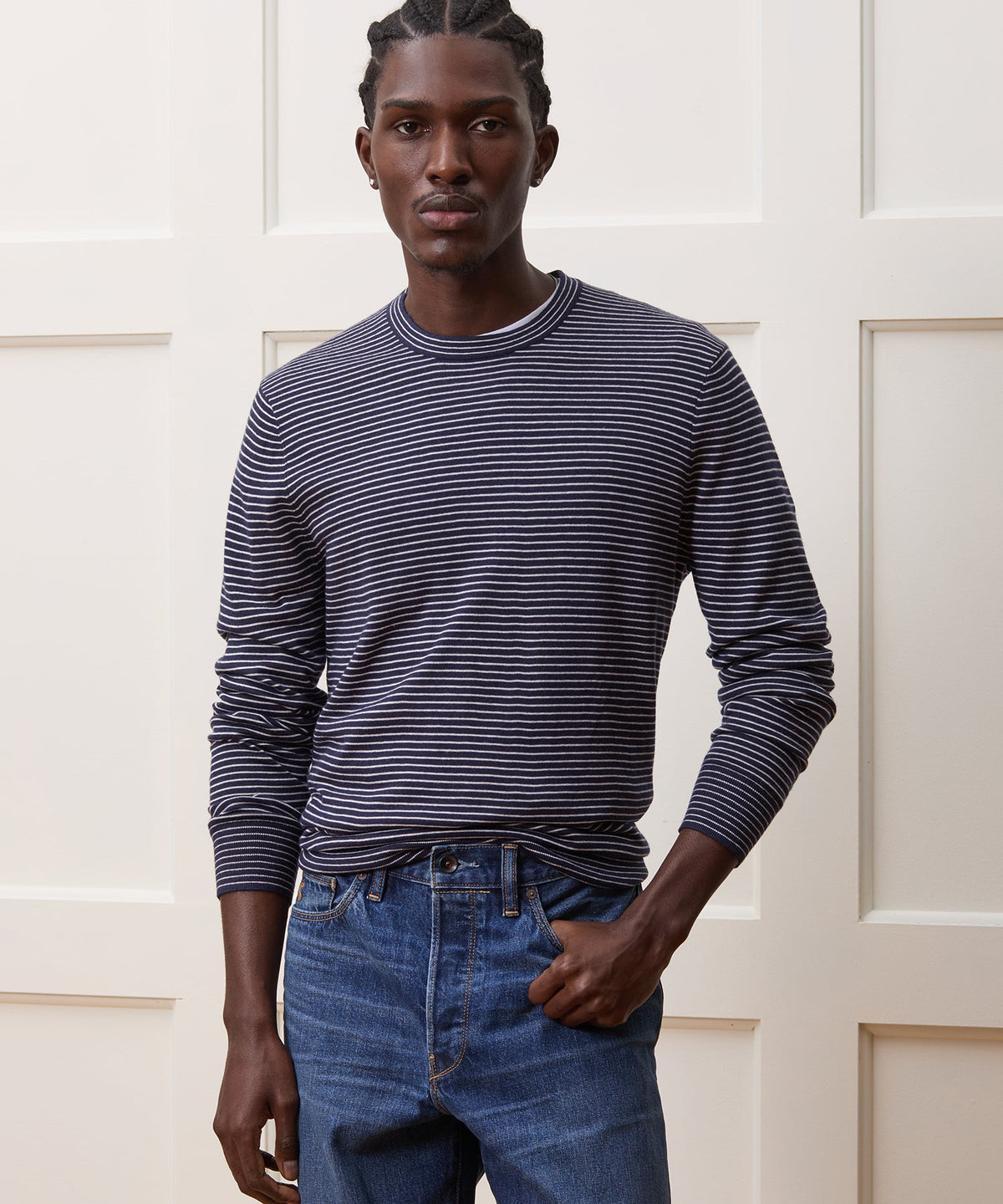 Silk-Cashmere Crewneck Sweater - Navy