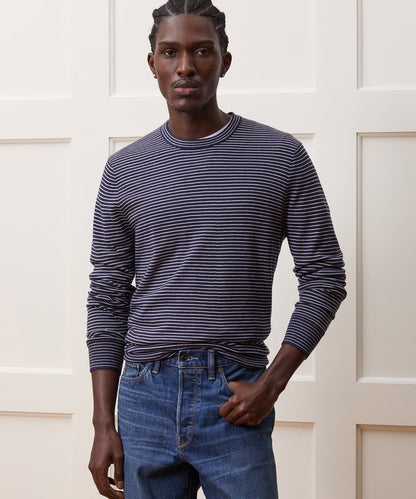 Silk-Cashmere Crewneck Sweater - Navy
