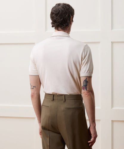 Silk-Cashmere Tipped Montauk Sweater Polo - Bisque
