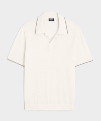 Silk-Cashmere Tipped Montauk Sweater Polo - Bisque