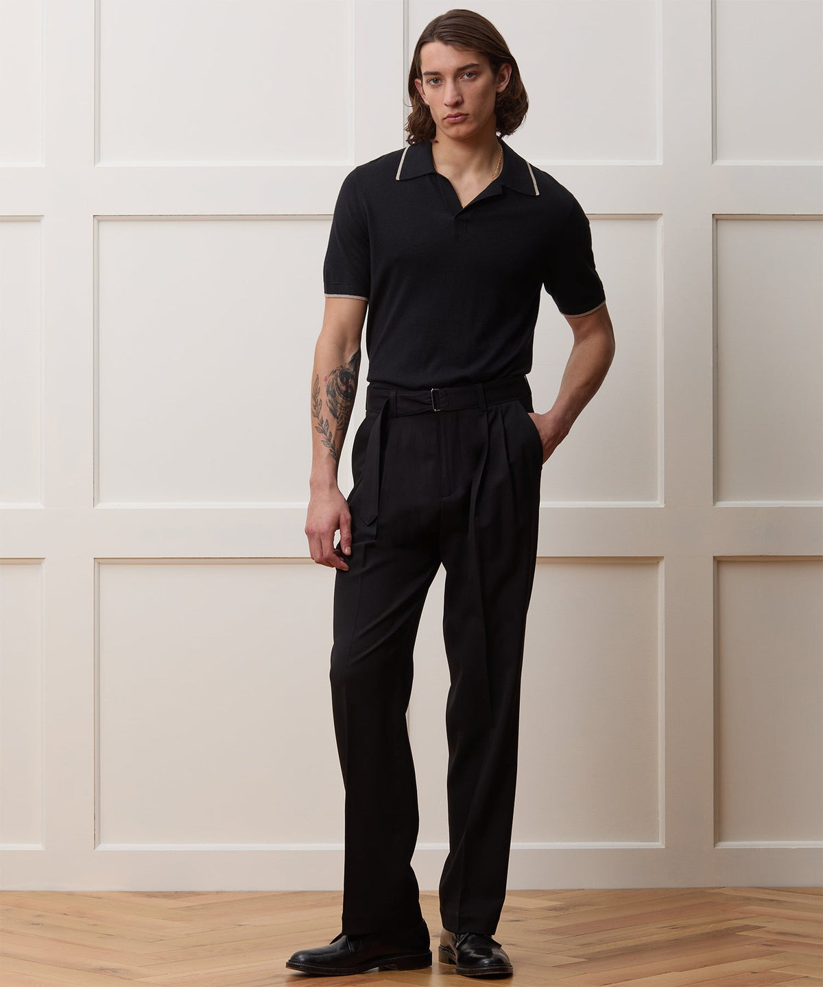 Silk-Cashmere Tipped Montauk Sweater Polo - Black