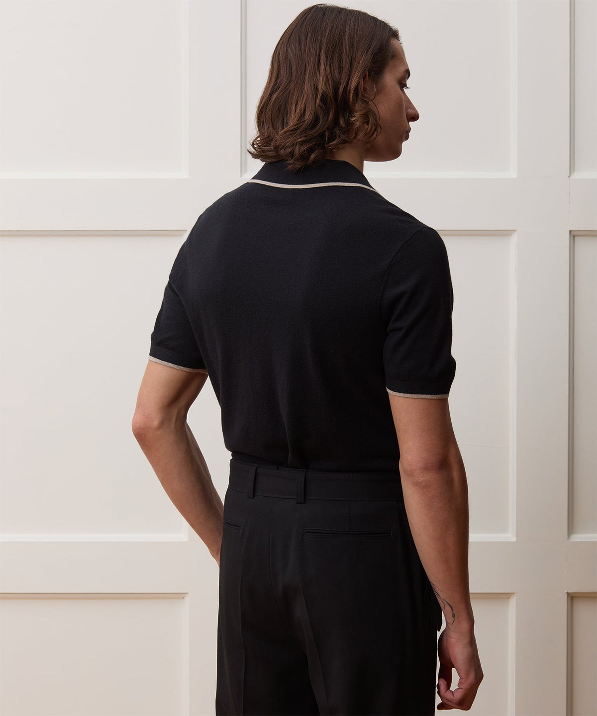 Silk-Cashmere Tipped Montauk Sweater Polo - Black