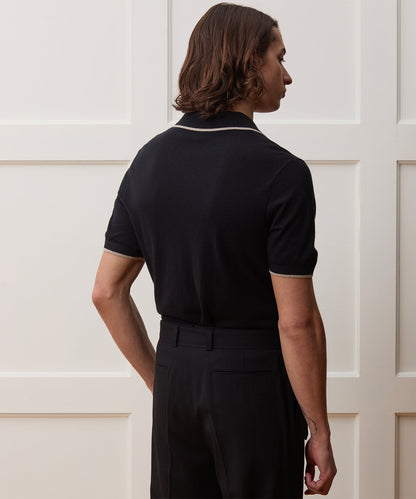 Silk-Cashmere Tipped Montauk Sweater Polo - Black