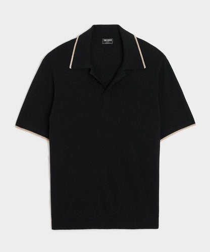 Silk-Cashmere Tipped Montauk Sweater Polo - Black