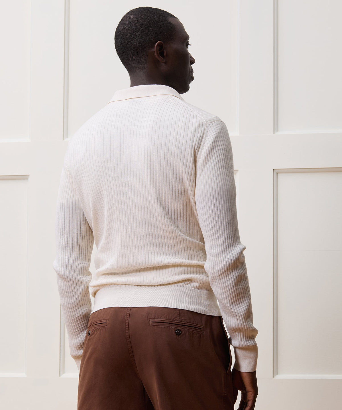 Silk-Cashmere Ribbed Montauk Sweater Polo - Bisque