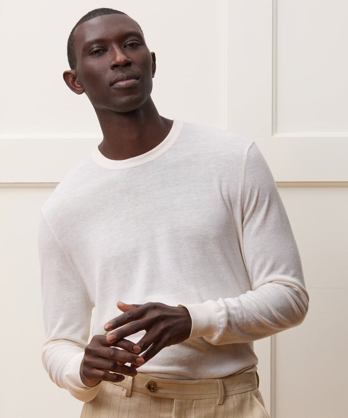 Silk-Cashmere Crewneck Sweater - Bisque