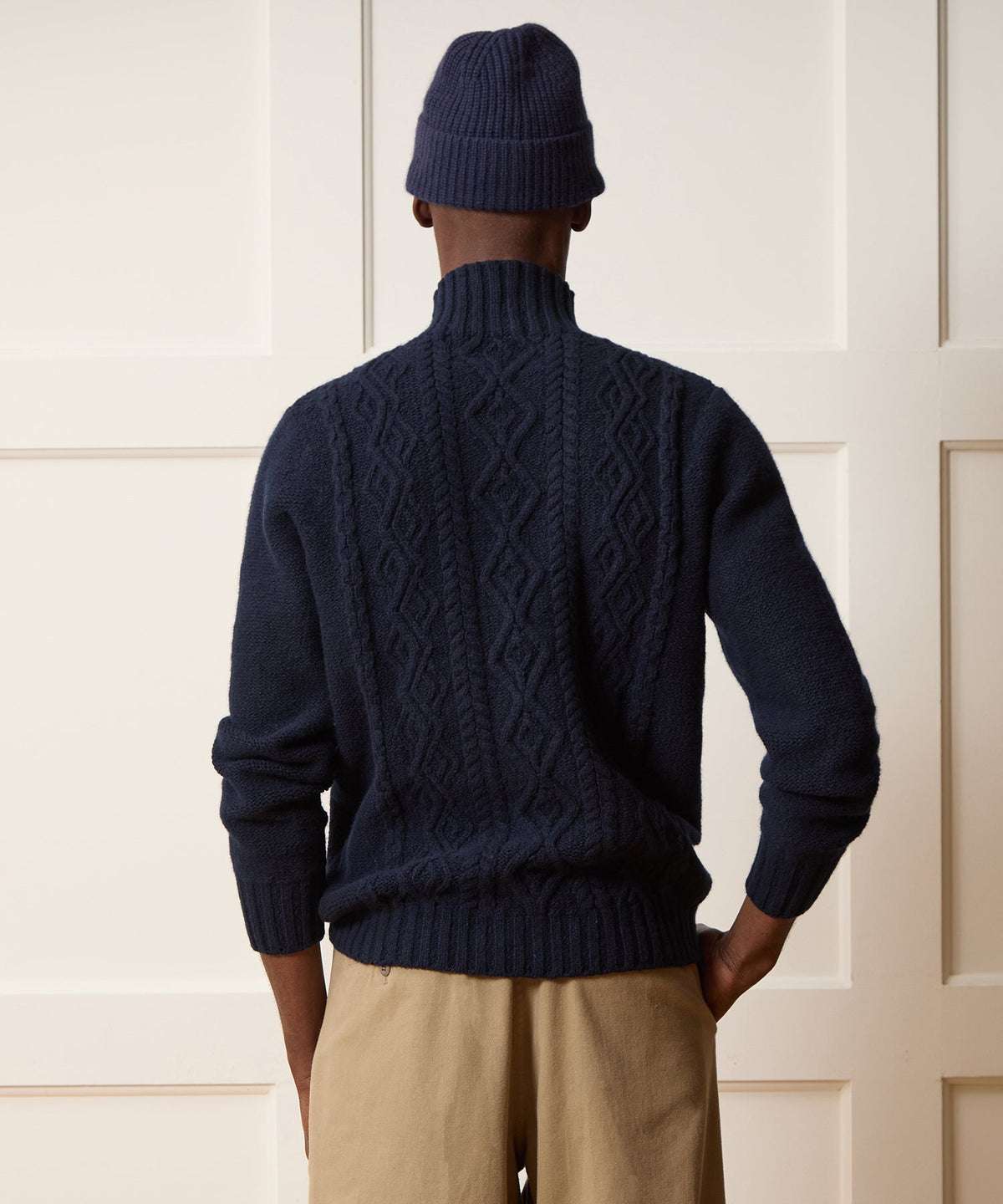 TS x Inis Meáin 50-Year Aran Mockneck Sweater - Navy
