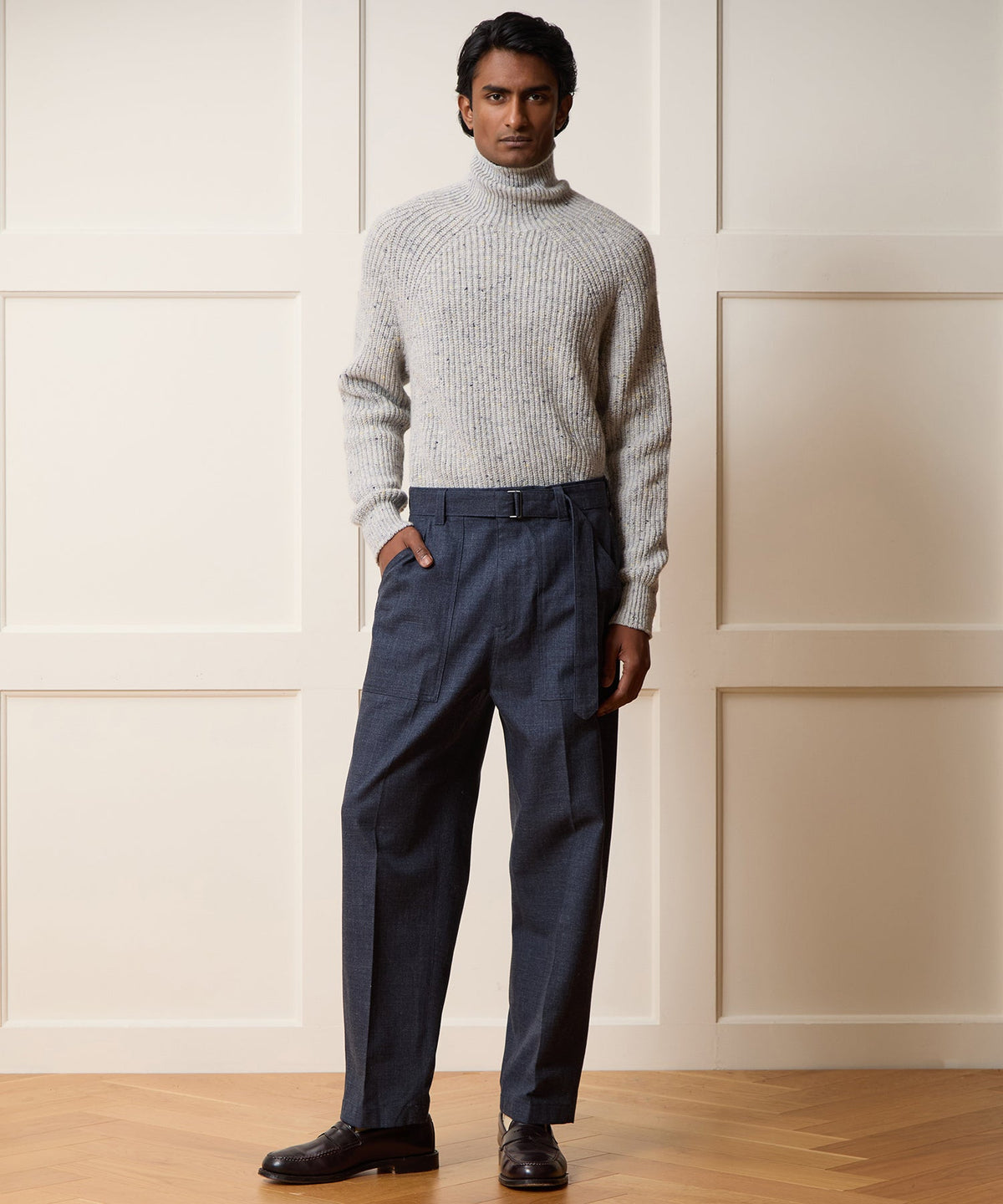 Inis Meáin Boat Builder Turtleneck Sweater - Silver