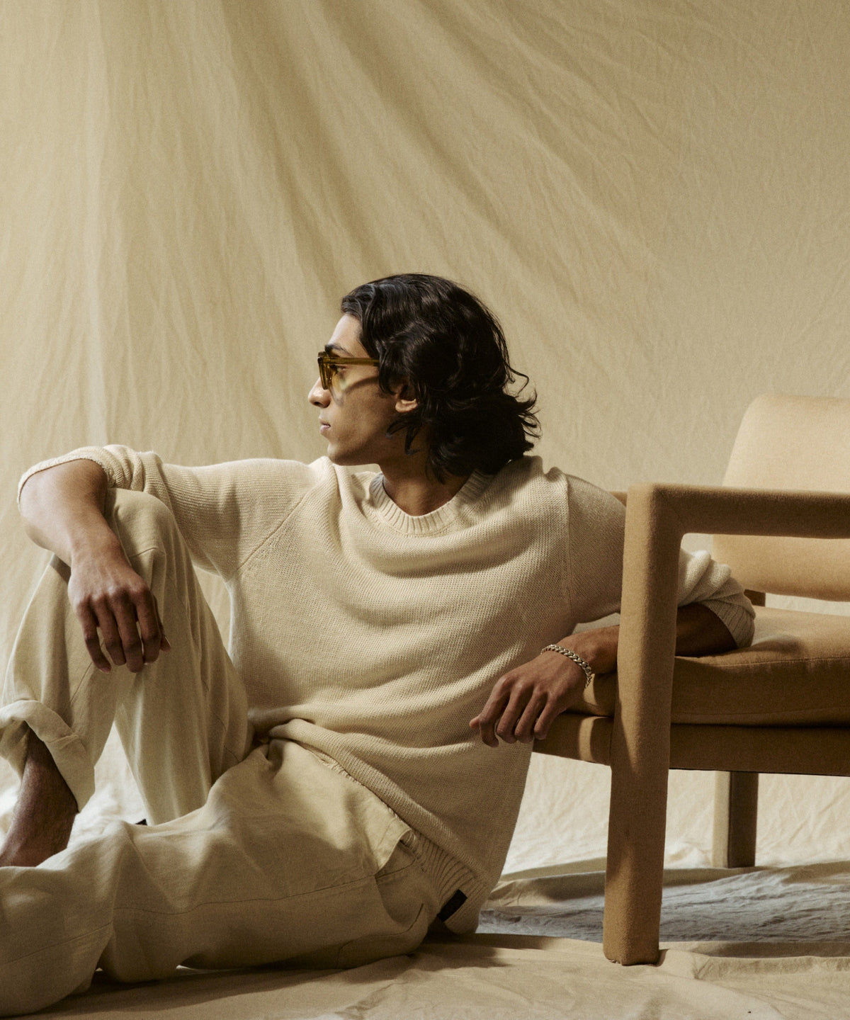 Linen Crewneck Sweater - Bisque