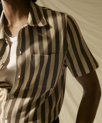Linen-Cotton Knit Shirt - Tan
