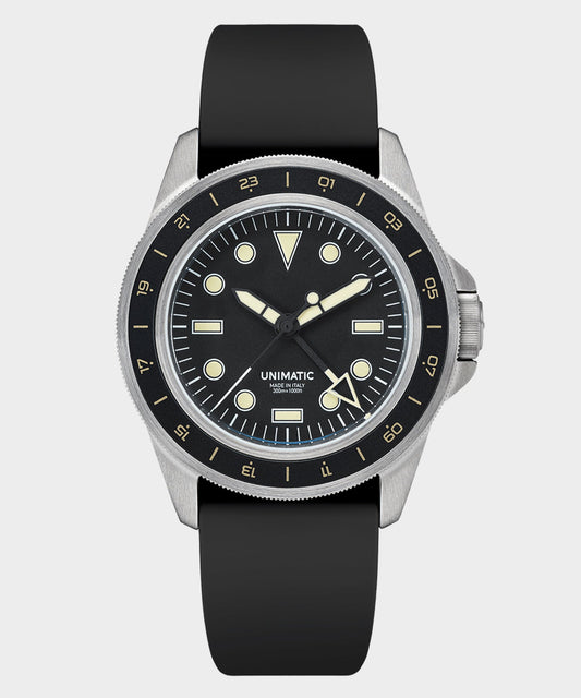 UNIMATIC U1-GMT-DHB Heritage Diver Watch - Black