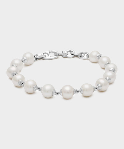 Maor Sterling Silver Consi Bracelet with White Pearls - Silver
