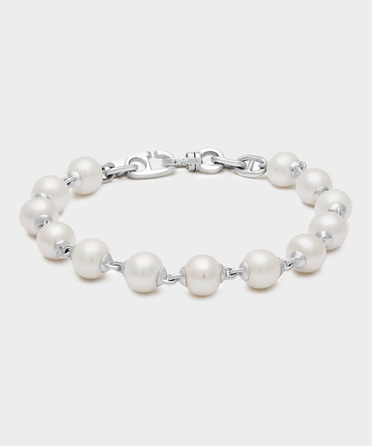 Maor Sterling Silver Consi Bracelet with White Pearls - Silver