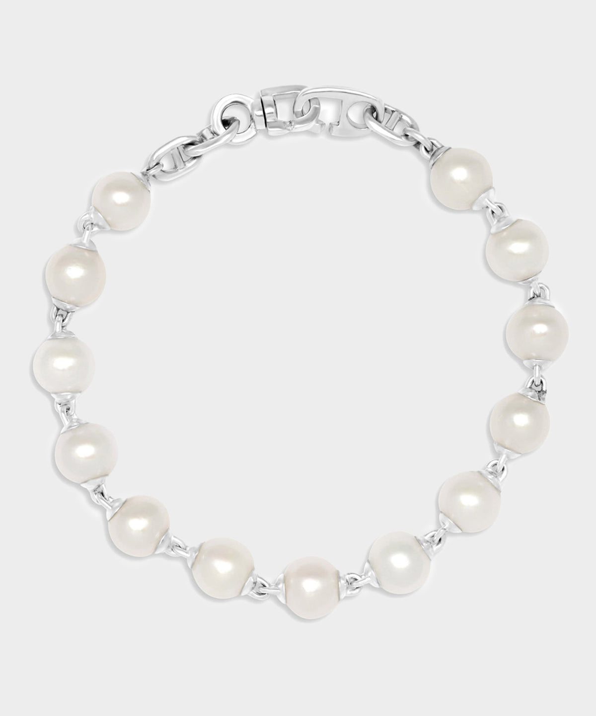 Maor Sterling Silver Consi Bracelet with White Pearls - Silver