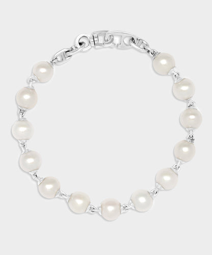 Maor Sterling Silver Consi Bracelet with White Pearls - Silver