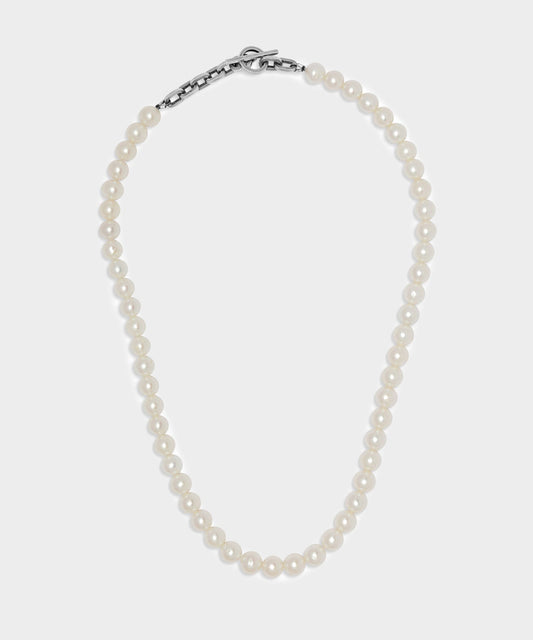 Maor Silver Perla Linka Necklace with White Pearls - Silver