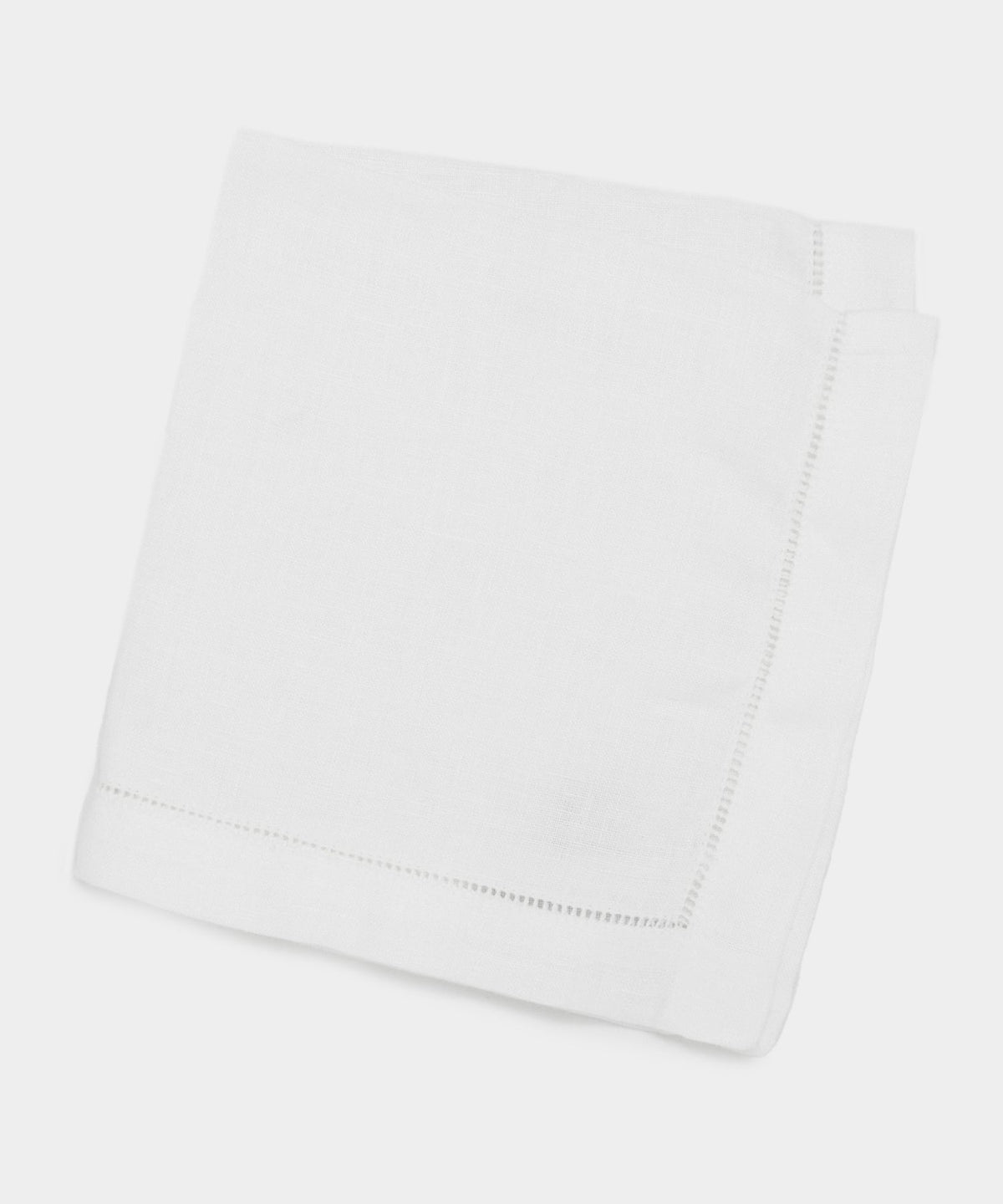 Italian Linen Ajour Edge Pocket Square - White